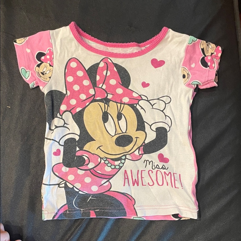Disney Minnie Mouse Pink and White Kids Pajama Set